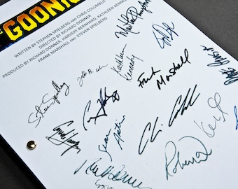 The Goonies Film Script with Signatures / Autographs Reprint Unique Gift Christmas Xmas Present TV Fan Geek 80s Kids Childrens 1980s