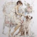 Finished / Completed Cross Stitch - Lanarte- Girl in chair with dog (33826) crossstitch counted cross stitch