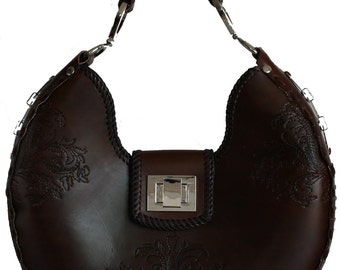 Tooled Leather Handbag - Moonlight