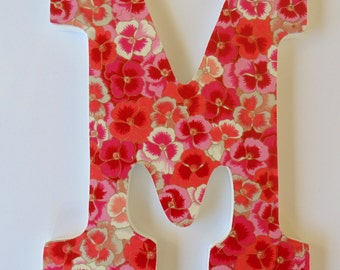 Nursery Wall letter, Letter M, Floral Pink M