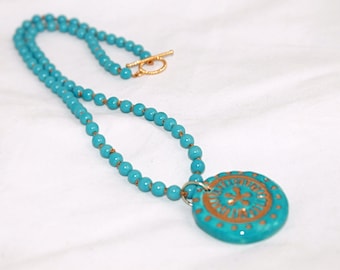 Handmade Ceramic Gold Luster Pendant Necklace