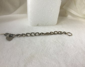 Bracelet, Steel Bracelet, Heart Charm Bracelet, Silver Metal Bracelet, Vintage Steel Bracelet