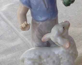 Lipper and Mann Signed Blue Danube boy figurine with Lamb