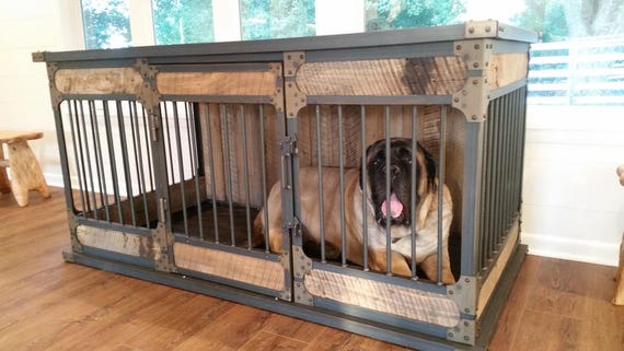 Extra Large Rustic Industrial Dog Kennel Dog Crate Riveted