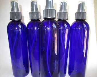 Spray Bottles, Cobalt Blue Bottles - PET Plastic Spray Bottles - NEW - 5 Count - Make Sprays - Travel Bottles