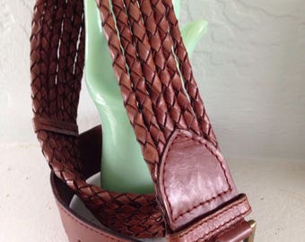 Braided rich brown vintage leather belt