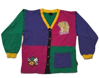 Barbie Sweater Cardigan vintage 90s Fresh Prince - Women S-M