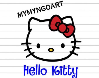 Hello Kitty Svg, Eps, Dxf, Pdf, Png, Jpe for Cricut and Silhouette-Digital Download.