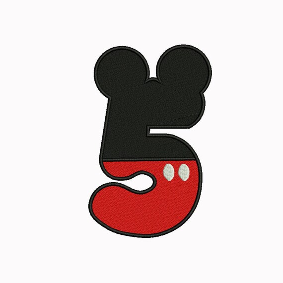 8 size mickey mouse number 5 embroidery designs instant