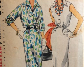 Simplicity 1114 misses shirtwaist dress size 12 bust 30 vintage 1950's sewing pattern