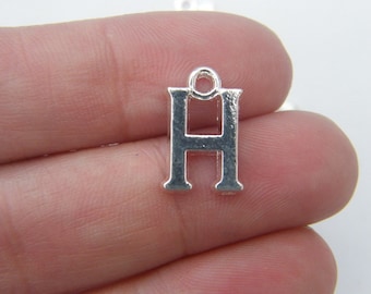 8 Letter H alphabet charms silver plated