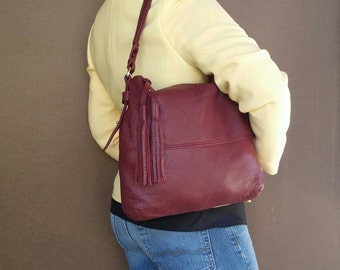 Leather Bag with Tassel, Fashion Handbag, Woman Bags, Hobo Bag Purse, Shoulder Handbag, Handmade bags and Purses, Hobo bag, Annabelle
