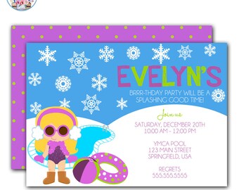 Winter Pool Party Invitation, Winter Pool Party Birthday, Pool Party Invitation, Winter Birthday Party