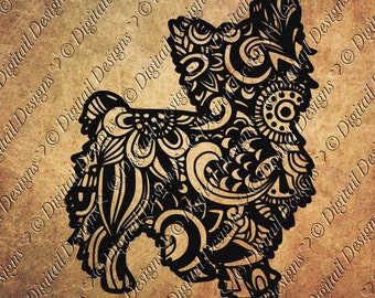 Zentangle Yorkshire Terrier SVG, dxf, fcm, eps, ai, png cut file for Silhouette, Cricut, Scan N Cut. Doodle Yorkie SVG