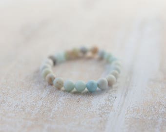 Matte Amazonite bracelet, natural matte amazonite stone bracelet