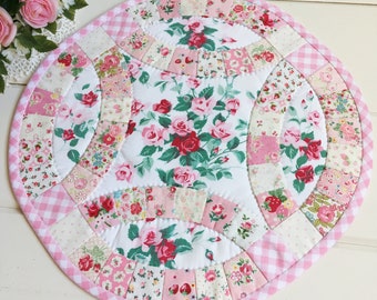pretty hand sewn double wedding ring doily