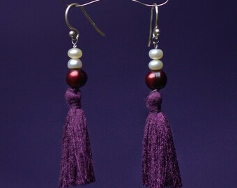 Pearl and Tassel Dangle Earrings
