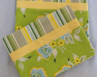 Pair of Queen Pillowcases Free Spirit 100% Cotton Fabric “Nicey Jane”