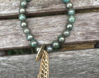 Turquoise Pyrite beaded bracelet