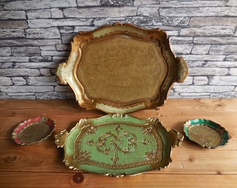 Vintage set of Italian trays with 2 coasters