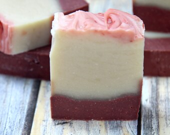 Strawberry's and Cream Goat Milk Soap | Artisan Goat Milk Soap | Goat Milk Soap | Strawberry Scented Soap | Gift for Her | Organic Soap