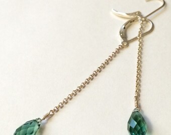Swarovski Crystal Briolette Teardrop Earrings in Erinite