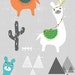 Fabric llamas Guanaco grey - fabric cotton oeko tex - 1/2 metre - French fabric