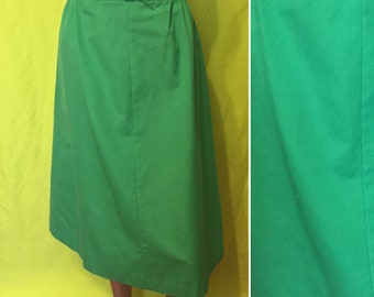 1970s Koret Green A-Line Midi Skirt, S-M