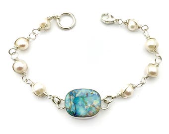 Monarch Opal Bracelet, Opal and Pearl Bracelet