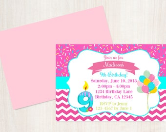 9 year old invite | Etsy