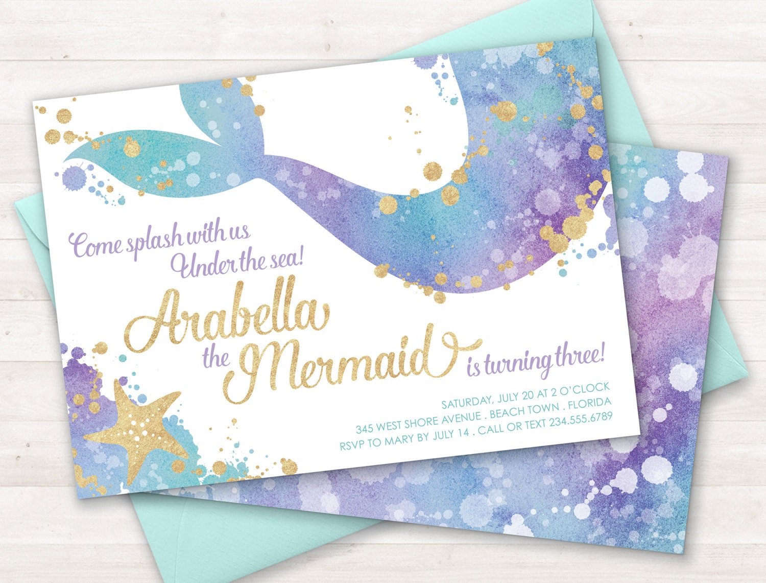 Mermaid Invitation Mermaid Party Invite Under The Sea Party