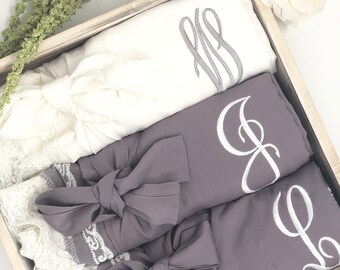 Bridesmaid Robes, Bridal Robes, Bridesmaid Gifts, Wedding Robes, Custom Lace Cotton Robes, Personalized Robes, Monograms, Getting Ready Robe