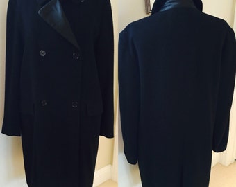 Allegri Black Wool Coat with Satin Trim