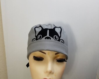 Surgical Cap ponytail stile, scrub caps, personalized-French Bulldog - Cotton 100%