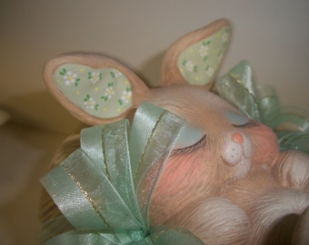 Ceramic Easter bunny basket,trinket box,candy dish