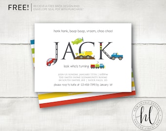 Transportation Invitation | Car Birthday Invitation | Truck Party Invitation | Boy Birthday Invite | Automobile Invite | Train Invite