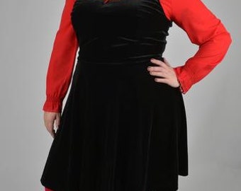 New Black Velvet Skater Dress Size 20 22 24