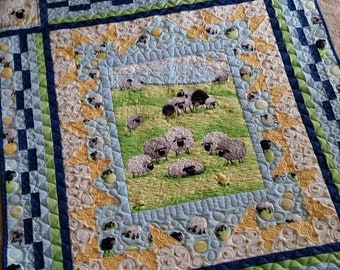 ETSY BIRTHDAY SALE Baby Blanket, Handmade Baby Quilt, Mothers Day Gift, Baby Shower Gift, Crib Quilt, Quilts for Sale, Lambs, Nursery Beddin