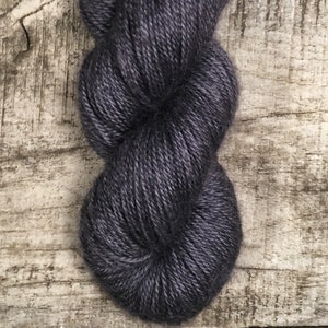 Ardmore Alpaca Silk Cashmere | Pitch | Fingering Weight | Hand Dyed Sock Yarn | Black Gray Solid Tonal | Luxury Yarn