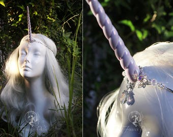 Thick White Pearl Unicorn Horn Circlet