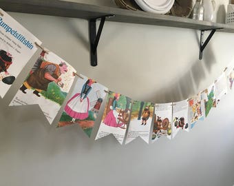 RUMPELSTILTSKIN vintage book page banner bunting garland decoration