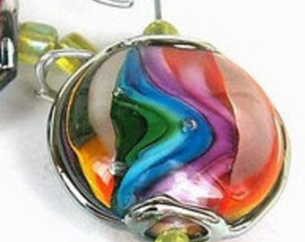 Lampwork glass beads Rainbow Lampwork beads (6) SRA, jewelry supplies, handmade lampwork, beads