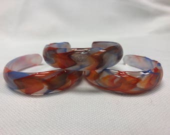 Orange, Blue, and White Glass Bracelet