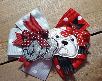 Alabama/UGA Themed Bow - House Divided Bow
