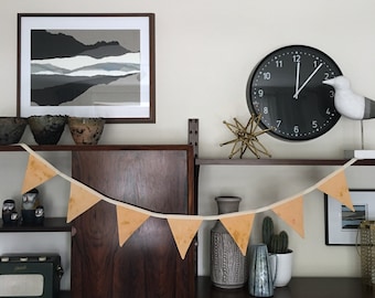 Orange Hand Dyed Paint Effect Fabric Bunting - Handmade by BNTNG