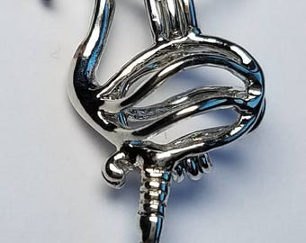 Silver Plated Flamingo Cage Pendant