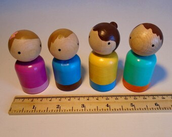 Wooden Toy, Small Wood Peg Doll Set, Peg Family, Simple Gender Neutral Toy, Waldorf inspired, Handmade Kids Birthday gift,Jacobs Wooden Toys