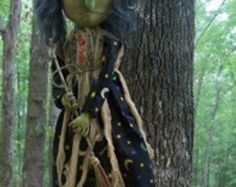 Primitive Espella Witch Doll With Broom