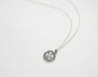 Lucky Shamrock Charm Necklace in Sterling Silver