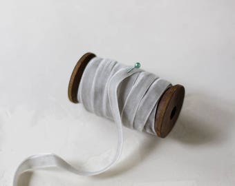 Light Silver Gray Velvet Ribbon (with Wooden Spool) - 5 yards - 3/8" wide